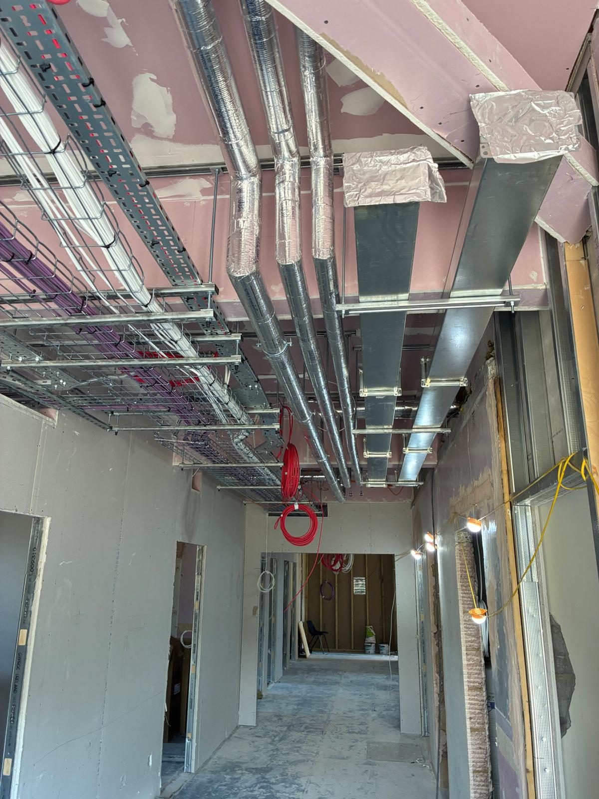 High-level pipework and services at Ashurst Hospital during the works