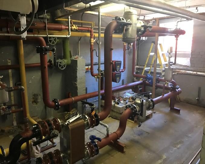 New plant room pipework at Chase Side Primary School