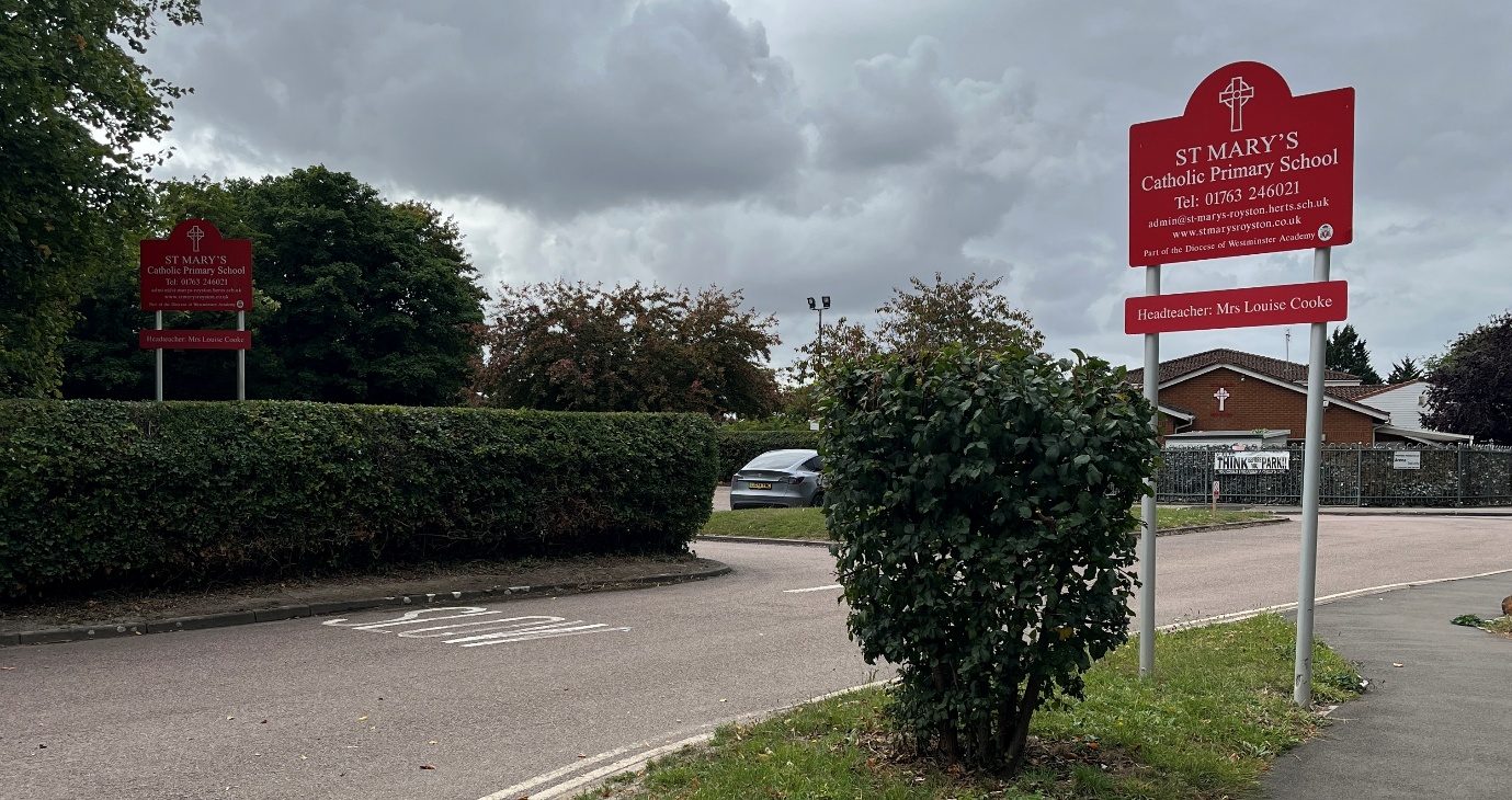 The entrance to St Mary's Catholic Primary School, Royston