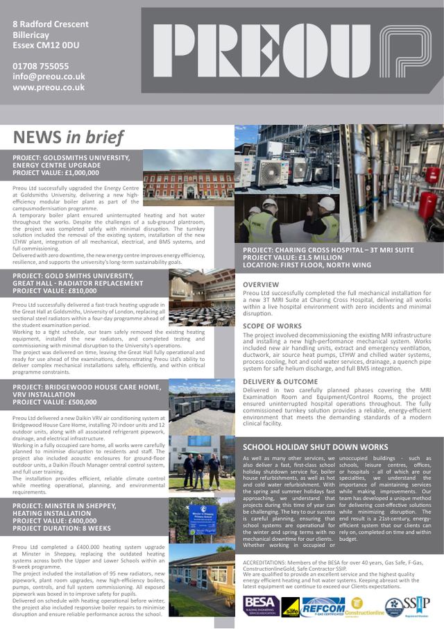 Front page of the Preou Newsletter 2026, No. 1