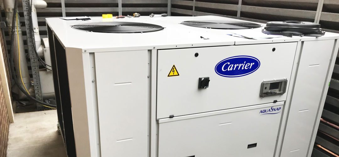 Air cooled chiller installed by Preou at a London hospital